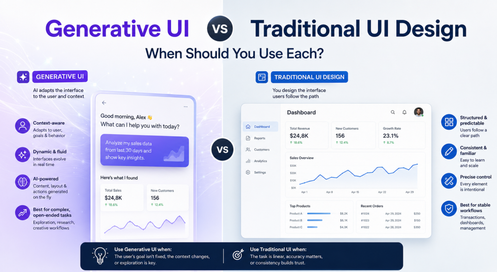 Generative UI vs Traditional UI Design: When Should You Use Each?