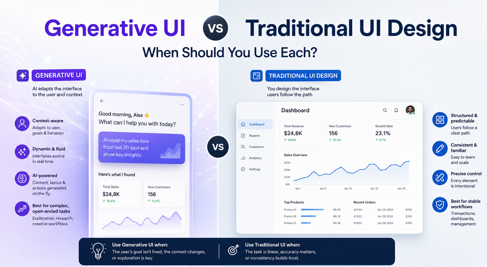 Generative UI vs Traditional UI Design: When Should You Use Each?