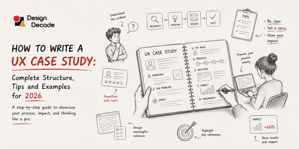 How to Write a UX Case Study Complete Structure, Tips and Examples for 2026 Blog Banner Image