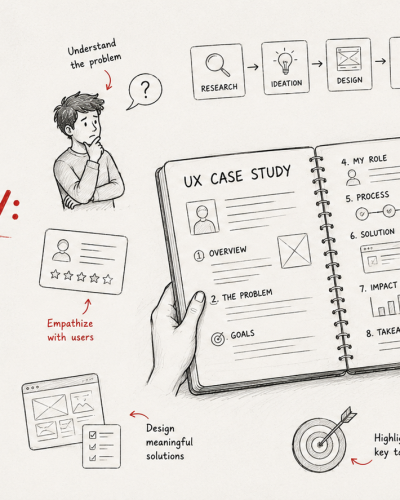 How to Write a UX Case Study Complete Structure, Tips and Examples for 2026 Blog Banner Image